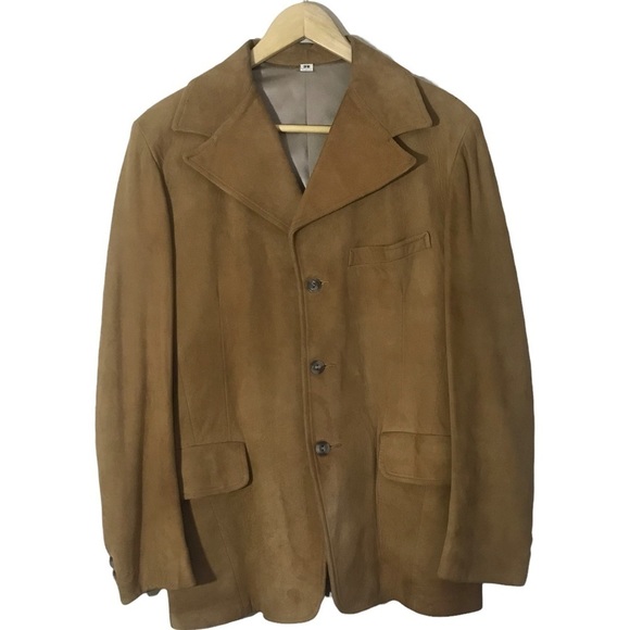 Vintage Other - Vintage Brown Suede Overcoat Three Button Closure Front Pockets Size L